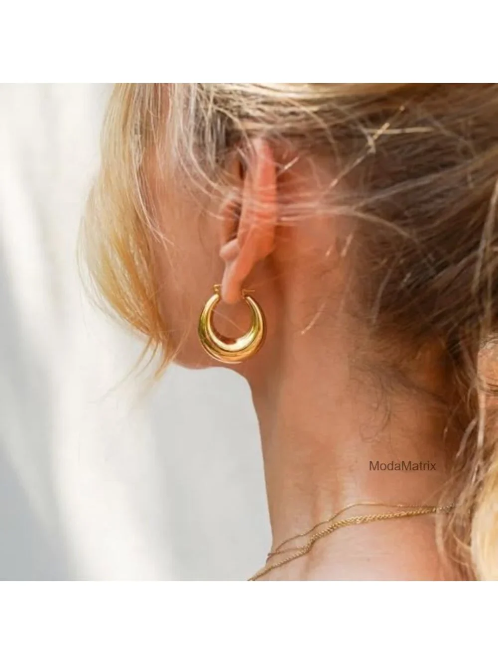 Chunky Gold Plated Triple Hoop Earrings Hypoallergenic Trendy Hoops